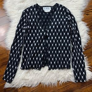 90s Y2K Vintage A Byer Semi Sheer Mesh Frill Trim Single Button Cardigan Top